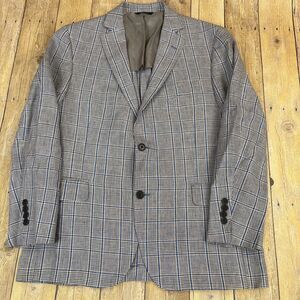 Brooks Brothers Regent Fit Unstructured Blazer Glen Plaid Linen 42S